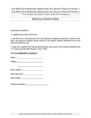 Medical Credit Form