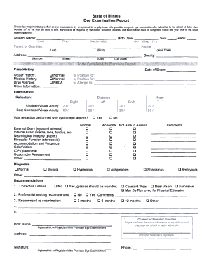 Illinois Eye Examination Report
