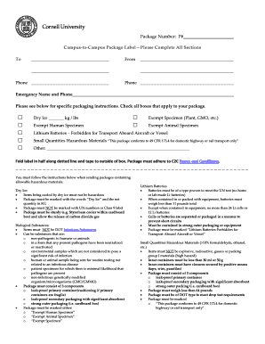 Campus-to-Campus Package Label
