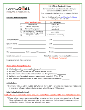 2015 Georgia Tax Credit Form