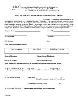 Background Report Order Form