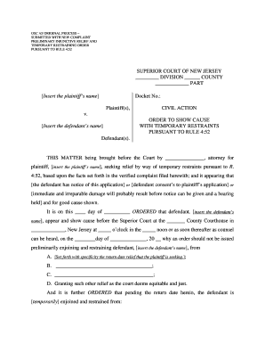 Order to Show Cause with Temporary Restraints