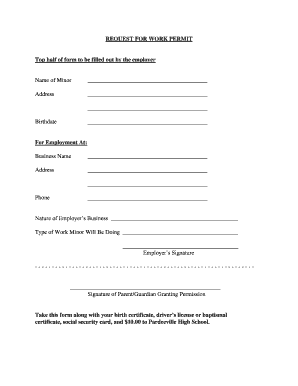 Request for Work Permit