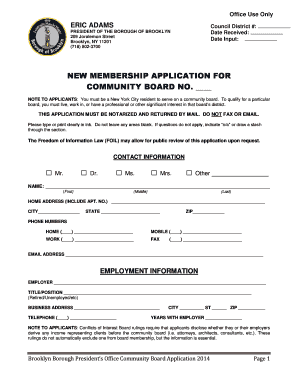 New York City Community Board Application