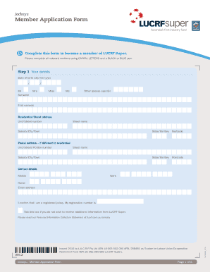 Jockeys Member Application Form