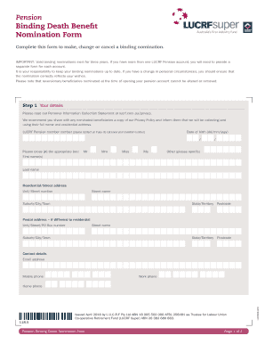 Pension Binding Death Benefit Nomination Form