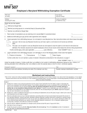 Maryland Withholding Exemption Certificate