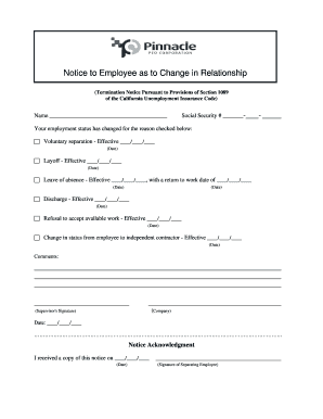 California Termination Notice