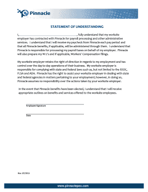 Statement of Understanding for Payroll Processing