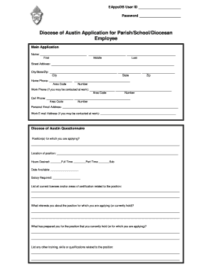 Diocese of Austin Employee Application Form