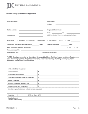 Vacant Buildings Supplemental Application