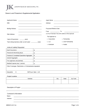 Owner's and Protective's Supplemental Application