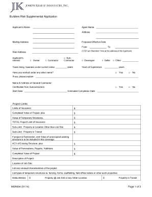 Builders Risk Supplemental Application