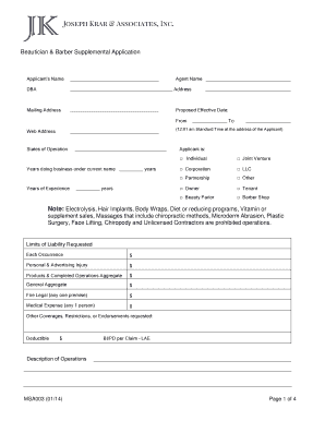 Beautician & Barber Supplemental Application