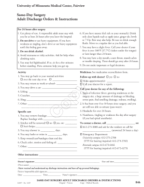 Adult Discharge Orders & Instructions