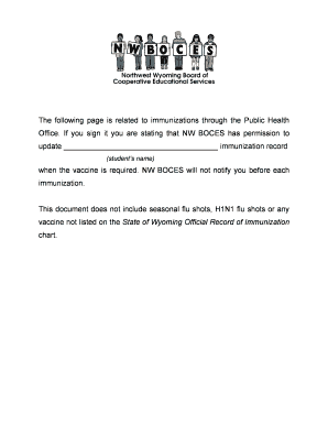 Wyoming Immunization Program Consent to Immunize