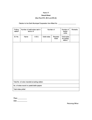 Delhi Municipal Corporation Election Result Sheet