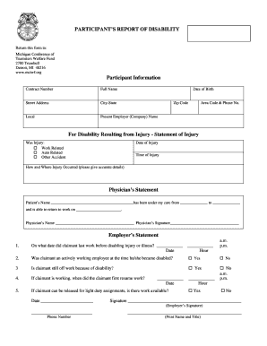 Participant’s Report of Disability