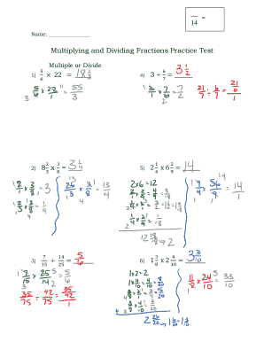 Multiplying and Dividing Fractions Practice Test