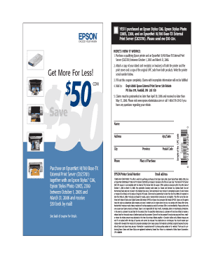 Epson Printer Rebate Form