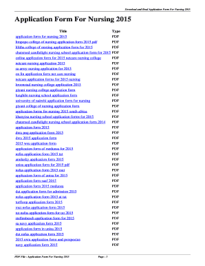 Nursing Application Form 2015
