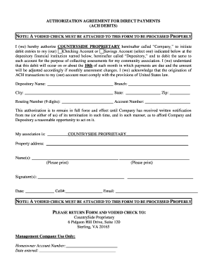 Authorization Agreement for Direct Payments (ACH Debits)