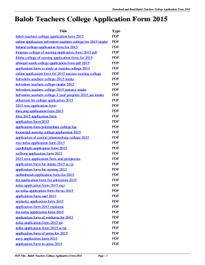 Balob teachers college application form for 2025