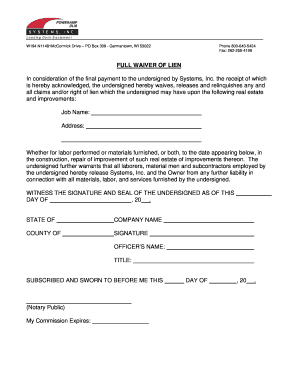 Full Waiver of Lien