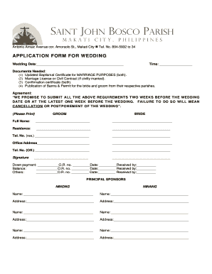 Church Wedding Application Form