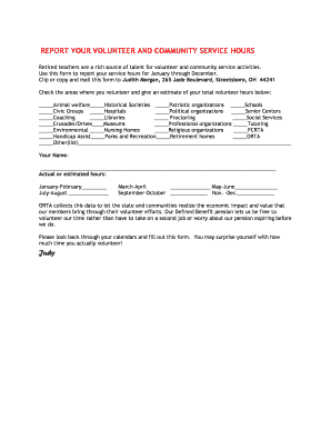 Volunteer Service Hours Report Form