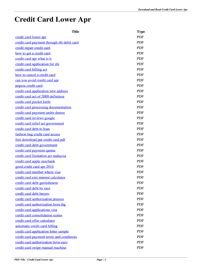 Fillable Online Credit Card Lower Apr credit card lower apr Fax Email