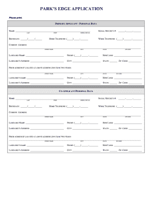 Park's Edge Rental Application