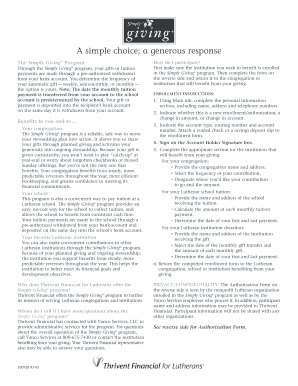Simply Giving Program Enrollment Form