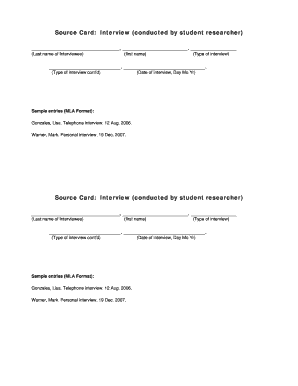 Interview Source Card Template