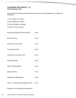 Self-Evaluation Task Form