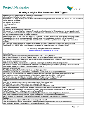 Working at Heights Risk Assessment Form