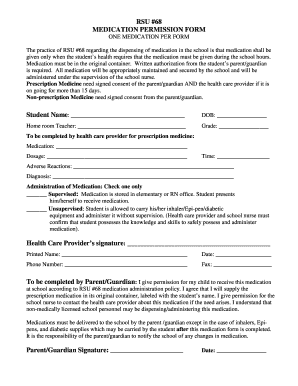 RSU 68 Medication Permission Form