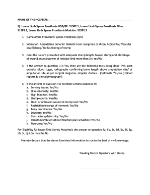 Prosthesis Eligibility Form