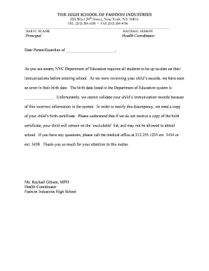 NYC School Immunization Birth Certificate Request