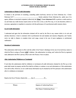 Authorization to Perform Credit Search
