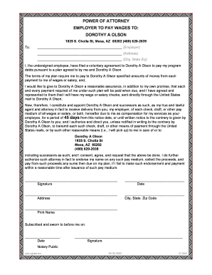 Power of Attorney for Wage Assignment