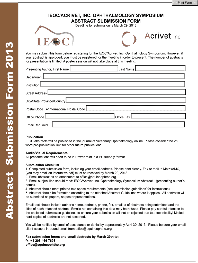Abstract Submission Form 2013 - IEOC Vista previa en la página 1