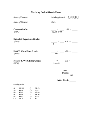 Marking Period Grade Form
