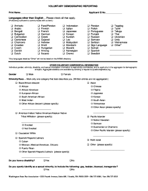 Voluntary Demographic Reporting Form
