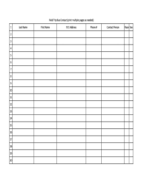 Field Trip Bus Contact Form