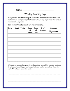 Weekly Reading Log