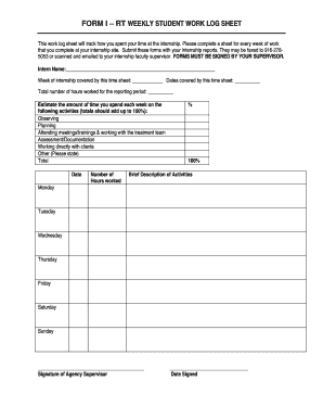 Internship Student Work Log Sheet