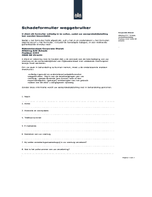 Schadeformulier weggebruiker