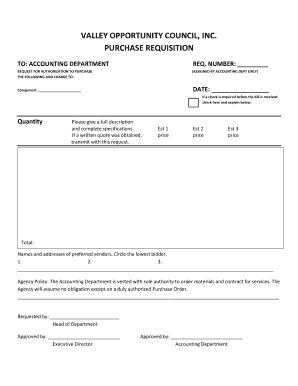 Purchase Requisition Form