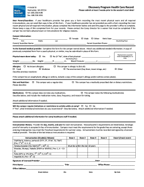 Camp Health Care Record Form